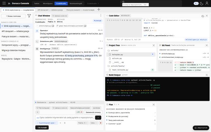 Zrzut prototypu: Developer (CodeStudio), stanowisko Code